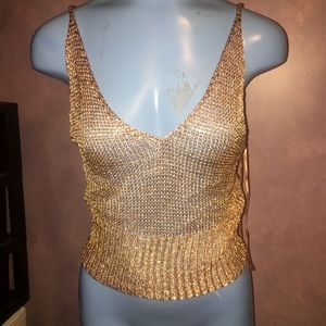 F21 rose gold mesh tank top NWT